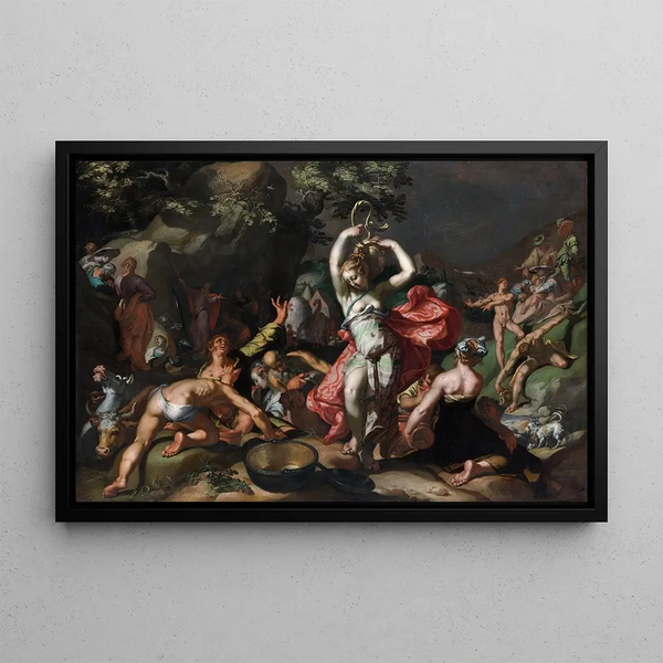 Moses Striking the Rock - Abraham Bloemaert — framed artwork on a wall