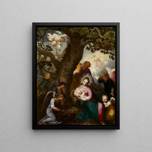 The Flight into Egypt - Abraham Bloemaert — framed artwork on a wall