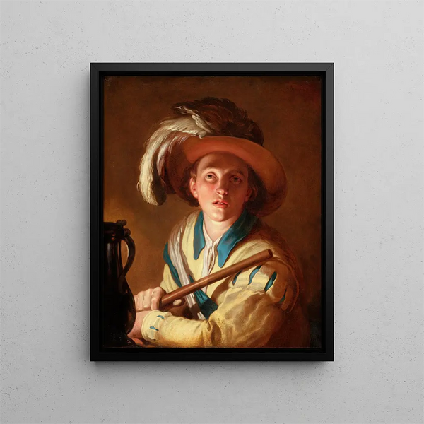 The Flute Player - Abraham Bloemaert — framed artwork on a wall