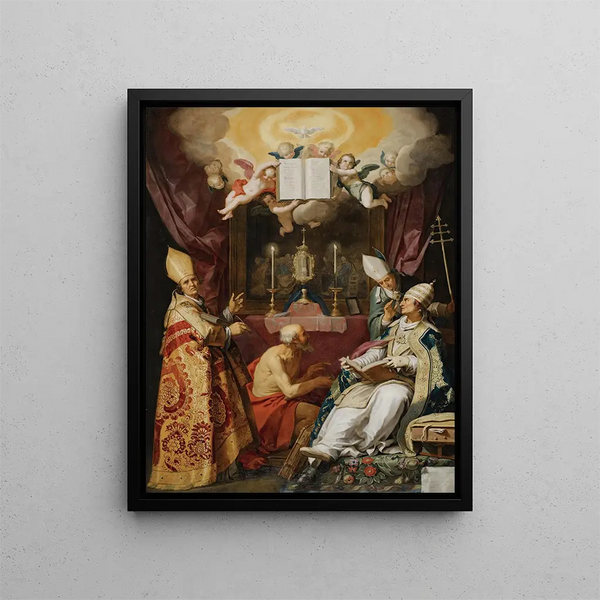 Les quatre Pères de l'Église latine - Abraham Bloemaert — framed artwork on a wall