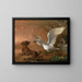 A swan attacking a dog - Abraham Hondius — framed artwork on a wall