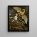 a dog fighting a heron - Abraham Hondius — framed artwork on a wall