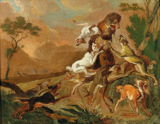 attacking dogs - Abraham Hondius — artwork view