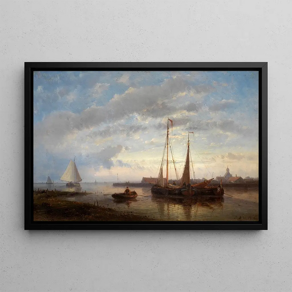 Fishermen at Sunset - Abraham Hulk — framed artwork on a wall