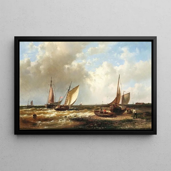 Fishermen by the Sea - Abraham Hulk — framed artwork on a wall