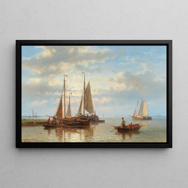 Sailboats on Rough Sea - Abraham Hulk — framed artwork on a wall