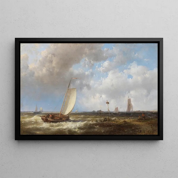 Ships off the coast - Abraham Hulk — framed artwork on a wall