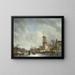 S'amuser sur un canal gelé dans une ville - Abraham Johannes Couwenberg — framed artwork on a wall
