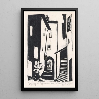 Reproduction of the painting Street view painting with staircase in Cagnes-sur-Mer - Abraham Johannes Jansma