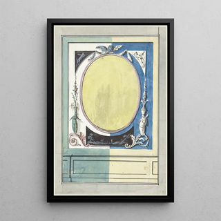Reproduction of the painting Project for bedroom decoration with a central oval yellow panel - Abraham Meertens