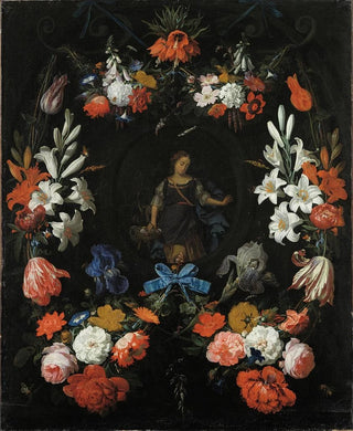 Flower Garland Painting - Abraham Mignon — artwork view