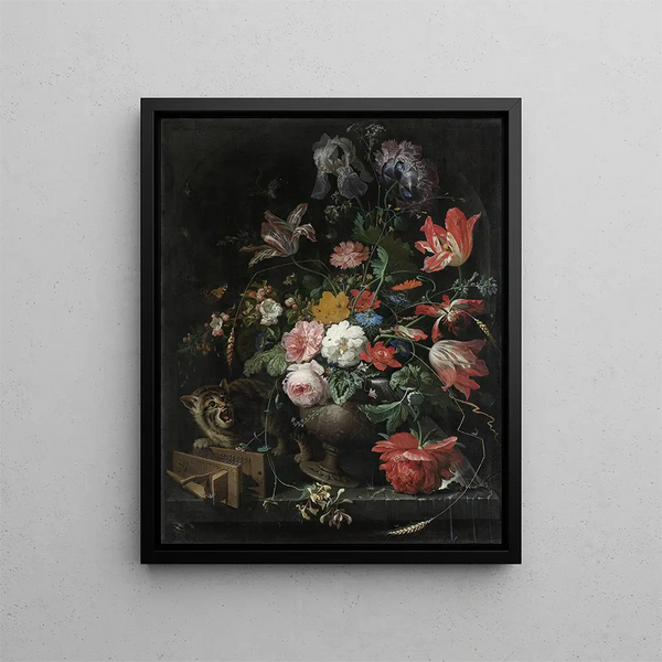 The Upside-Down Bouquet - Abraham Mignon — framed artwork on a wall