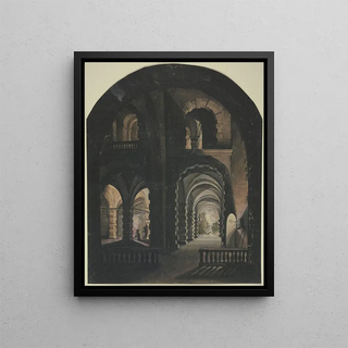 Gewölbe bei Fackelbeleuchtung - Abraham van Steenwijck — framed artwork on a wall