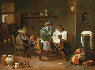 A cat in a hair salon run by monkeys - Abraham Teniers — artwork view