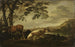 Bétail sur une rive de rivière, Pays-Bas - Abraham van Calraet — artwork view
