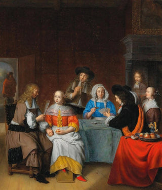 an interior with an elegant company playing cards - Abraham van Dijck — artwork view
