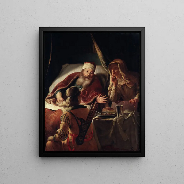 Isaac blessing Jacob - Abraham van Dijck — framed artwork on a wall