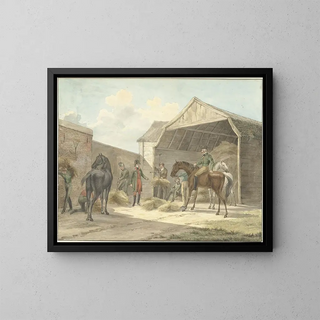 Hay Distribution to the Honor Guards 1813 - Abraham Vinkeles — framed artwork on a wall