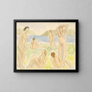 Bathers - Abraham Walkowitz — framed artwork on a wall