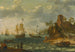 Ships moored off a rocky coast with fishermen unloading their catch - Abraham Willaerts — artwork view