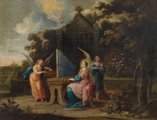 Saint Cecilia with a small organ in a garden - Abraham Willemsen — artwork view