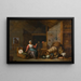 Interior painting with a mother spinning thread near a cradle - Abraham Willemsens — framed artwork on a wall
