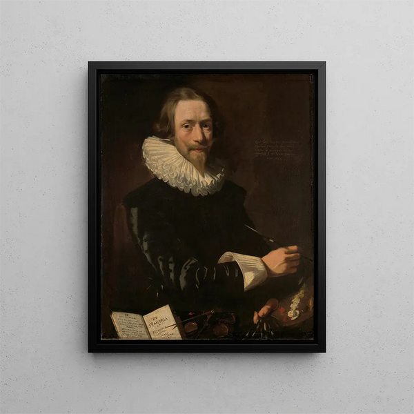 Self-portrait painting - Abraham de Vries — framed artwork on a wall