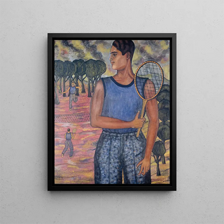 Portrait of Hugo Tilghman, the tennis player - Abraham Ángel — framed artwork on a wall