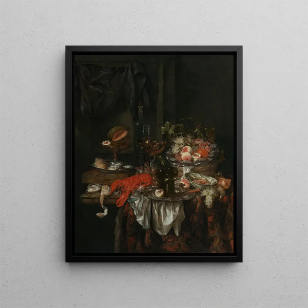 Banquet Still Life Painting - Abraham van Beyeren — framed artwork on a wall
