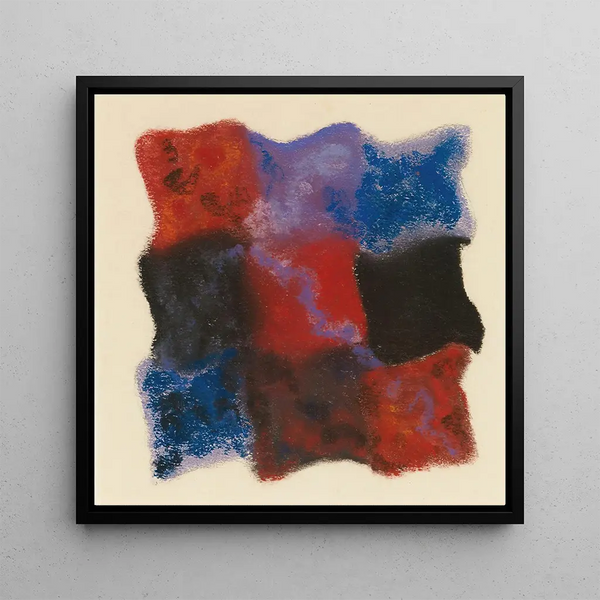 Abstraction in red, blue and violet - Augusto Giacometti — framed artwork on a wall