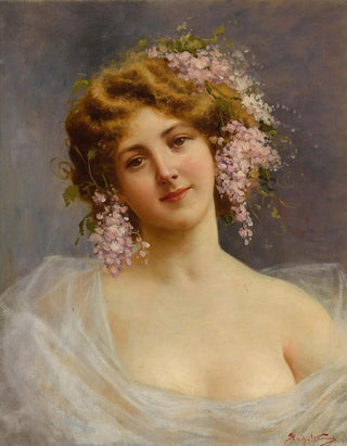 Girl with Lilacs - Achille Beltrame — artwork view