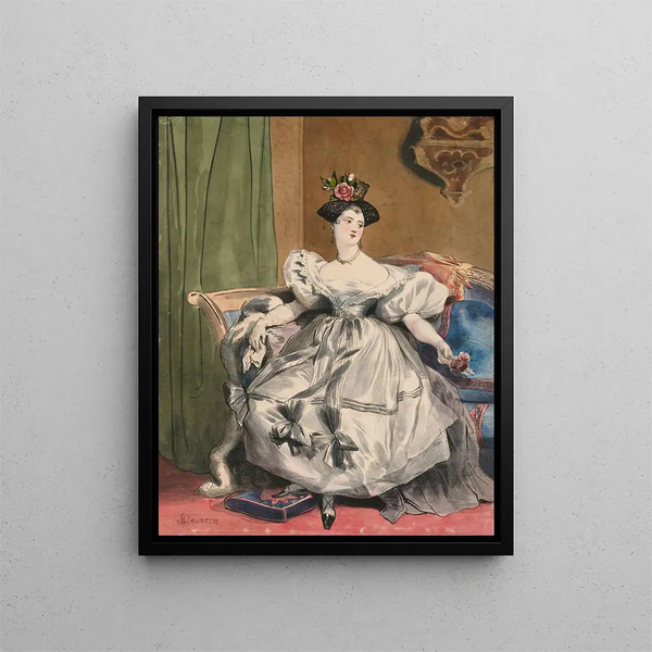 Evening Hours Miss Laure Devéria of The Eighteen Hours of a Parisian - Achille Devéria — framed artwork on a wall