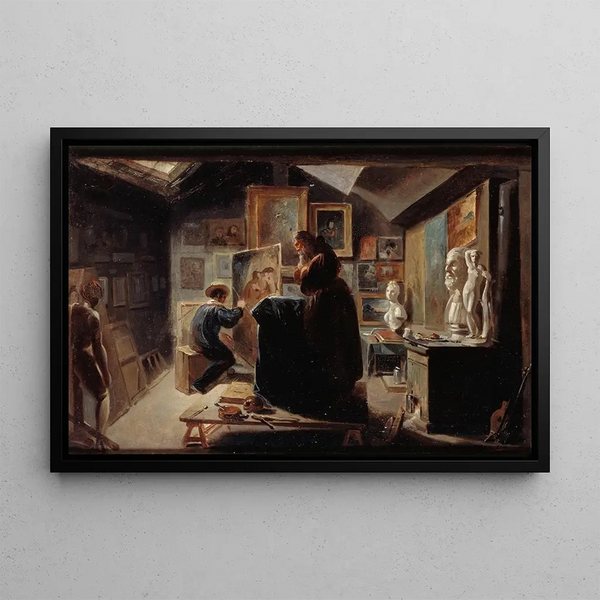 La pose du modèle - Achille Devéria — framed artwork on a wall