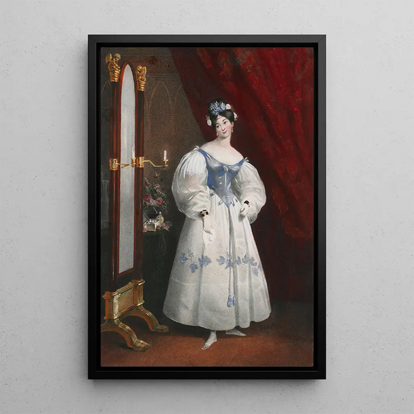 Portrait Painting of the Fashion Gallery - Achille Devéria — framed artwork on a wall