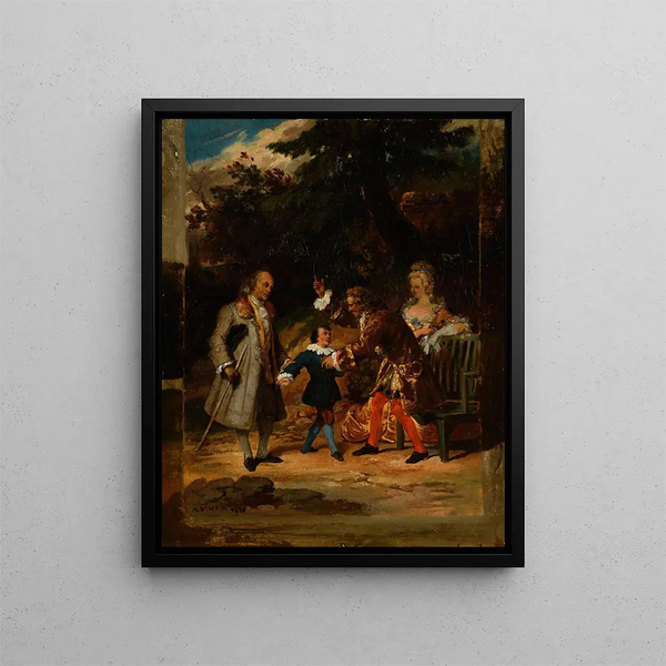 Voltaire bénissant le petit-fils de Franklin - Achille Devéria — framed artwork on a wall