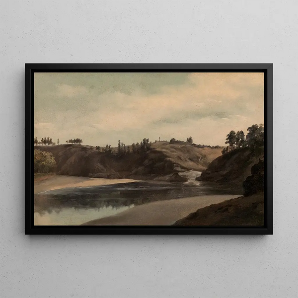 River landscape in Brittany - Achille Etna Michallon — framed artwork on a wall