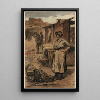 Marchande et marchand de ferraille - Achille Granchi-Taylor — framed artwork on a wall