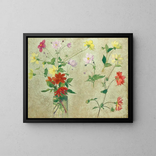 Bouquet et étude de fleurs - Achille Laugé — framed artwork on a wall