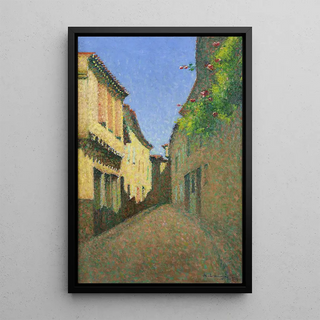 Alley with Flowering Balcony - Achille Laugé — framed artwork on a wall