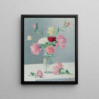 Vase de roses - Achille Laugé — framed artwork on a wall
