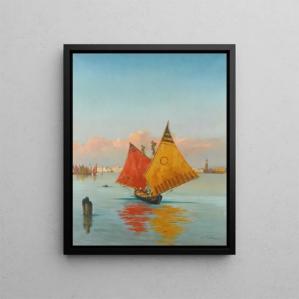 View through the Venice Lagoon - Achille Vertunni — framed artwork on a wall