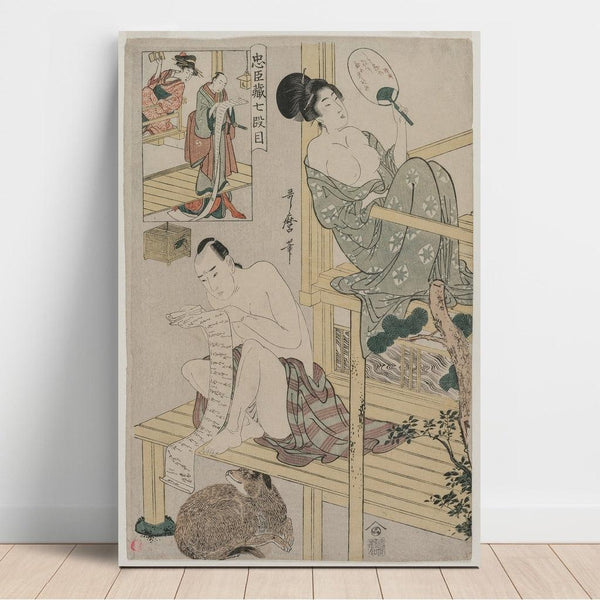 Reproduction of the painting Act VII of the series The Treasure of Loyal Vassals - Kitagawa Utamaro