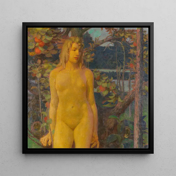 Acte féminin debout dans le jardin - Erich Erler — framed artwork on a wall