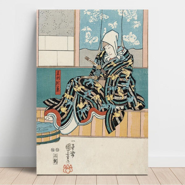 Reproduction of the painting Actor in the role of Ashikaga Yorikane in Date Kurabe Okuni Kabuki - Utagawa Kuniyoshi