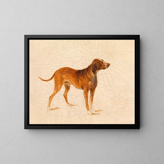 Hunting Dog Painting - Adalbert Stifter — framed artwork on a wall