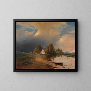 the Western Hungarian Plains with approaching storm - Adalbert Stifter — framed artwork on a wall
