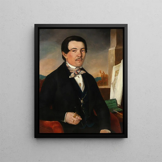 Portrait of an Architect - Adam Brenner — framed artwork on a wall