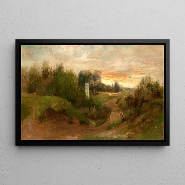 Landscape Painting of the Czarnokozice Surroundings - Adam Chmielowski — framed artwork on a wall