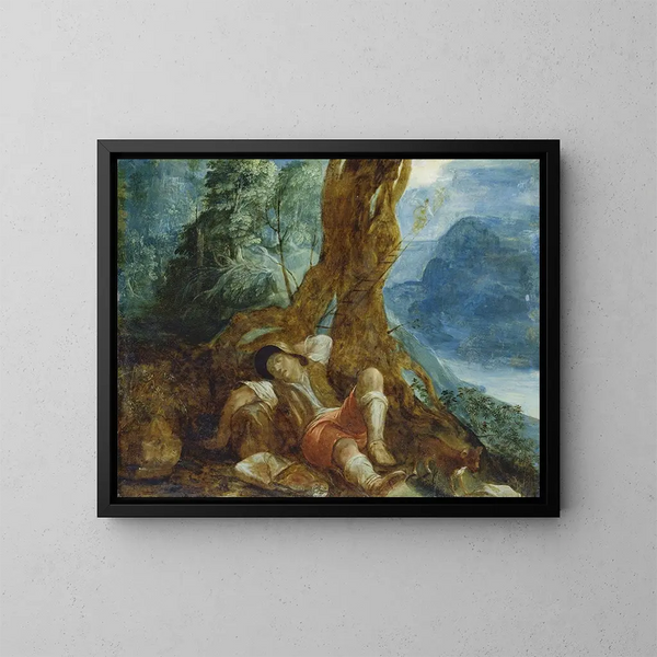 The Dream of Jacob - Adam Elsheimer — framed artwork on a wall