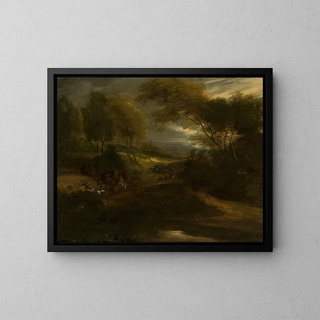 A Battle Scene - Adam Frans van der Meulen — framed artwork on a wall